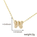 Gold letter W pendant necklace with cubic zirconia, size 0.43x0.52 inch and 2g weight - Gold Letter-W