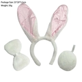 Bunny costume set featuring white plush ears headband, bow tie, and fluffy round tail - Pink Sequin 3-Piece Set