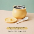 700ml cream yellow ceramic lard jar with lid, spoon and stainless steel filter - 700ml Cream Yellow (With Filter + Spoon)