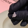 Pendiente con forma de Saturno, piedra rosa y microcristales brillantes en plata - Planeta de Cuarzo Rosa