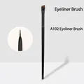 Professional A102 angled eyeliner brush with black handle and brown synthetic bristles - Wood Handle Blade 102 Eyeliner Brush