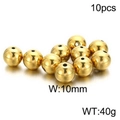 Set of 10 gold plated 18K stainless steel 10mm round beads with smooth polished finish - 10mm Gold (KLJ2299-Z)