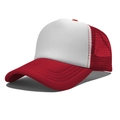 Classic red and white blank trucker hat with breathable mesh and curved visor - One Size(56-58cm) / Regular White+Red Patchwork