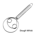 Stainless steel Danish dough whisk with ergonomic handle and dual loop coil design - All Stainless Steel Double Loop