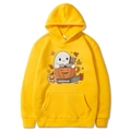 Sweat à capuche jaune Halloween avec graphique de fantôme et de citrouille - Jaune