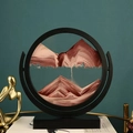 Rotating round moving sand art decor with black frame and vibrant red and pink liquid sand - 8 Inch Rotate Coffee