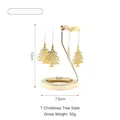 Golden spinning candle holder with rotating Christmas tree charms and metal base - 7.5CM Christmas Tree Style