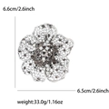 Silberne Blumenbrosche mit Strasssteinen, Maße 6,6 cm x 6,5 cm, Gewicht 33,0 g - Schwarz 4515-BK