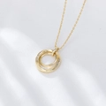 Elegant gold S925 sterling silver double ring necklace with sparkling diamonds for women - 925 Silver / Gold
