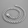 Collana a catena NK 10mm in acciaio inossidabile argento con chiusura rotonda - Bracciale 20CM / Argento (Chiusura con Strass)