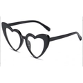 Fashion heart-shaped sunglasses with thick black frames and transparent lenses - Black Frame Clear Lenses