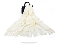Thick off-white wool scarf with fringe draped over a black handbag on white background - 200*70cm / Premium Crafted Tassel Style / White