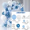 Blue and silver birthday balloon arch kit with 119 pieces for party decorations - Blue White Metallic Sequins Style (Set 005)