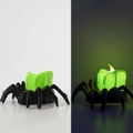 Halloween spider LED candle light with black base and green glowing flame effect - Green Spider Back Candle / Green
