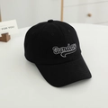 Close-up of white Sunday embroidery on black cotton baseball cap with curved brim detail - 52CM (2-6 Years) / Black