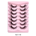 7 pairs of fox-eye false eyelashes with clear bands for a natural cat-eye makeup look - Radiant Thick Style (HLY-18)