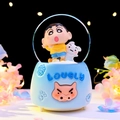 Crayon Shin-chan glowing crystal ball with Lovely base and cartoon characters - 2436 Blue Base / Large Size 100+ Spins + Snow + Colored Lights + Music