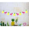 Guirlande de fête hawaïenne avec motifs flamant rose et ananas pour déco estivale - Flamant Rose & Ananas