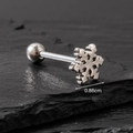 Polished stainless steel snowflake tongue ring with 0.86cm width and round ball end - Snowflake Style (S247)