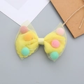 Yellow mesh tulle hair clip with colorful pom-poms for girls princess hair accessories - Yellow Hair Clip / Yellow