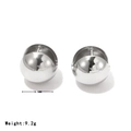 Minimalist silver spherical ball stud earrings with polished metallic finish 15.5mm size - Silver
