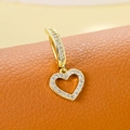 Golden heart pendant belly ring with white zircon pave on brown leather texture - Single Heart Style (Gold)