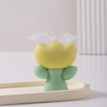 Tulip shaped scented candle in yellow and green with a white chiffon bow ribbon - Yellow Green with Light Green Leaf