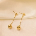 Boucles d'oreilles minimalistes en acier inoxydable doré 18 carats avec boules polies - Boucle d'oreille gland à boule / Or