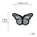 Black and white butterfly embroidery patch with dimensions 7.9cm x 4.6cm for DIY decor - Large / With Adhesive / White