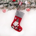 Christmas stocking with Santa gnome doll, plush red fabric and festive star decorations - Red Doll Candy Stocking / Red