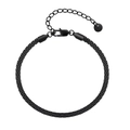 Minimalist black stainless steel mesh bracelet with adjustable extender and lobster clasp - Black-Width 3mm Length 18+5cm