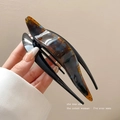 Grande épingle à cheveux en U, noir et ambre écaille de tortue, présentation à la main - Pince à Cheveux Marron Bleu (10#)
