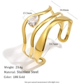 Detailed technical diagram of 18K gold stainless steel heart and teardrop zircon bracelet - Multilayer Teardrop Zirconia Bangle - Gold