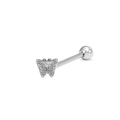 Piercing per lingua in argento lucido con farfalla decorata con cristalli chiari - Farfalla Blu