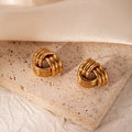 Gold Triple Loop Knot Studs ZJGE1020