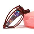 Occhiali da lettura pieghevoli anti-luce blu da donna con custodia rosa portatile - +100 / Rosso