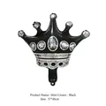 Mini black crown foil balloon with silver glitter, size 37x40cm for party decoration - Small Black Crown