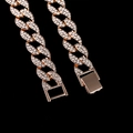 Bracciale cubano dorato da 15 mm con strass scintillanti su sfondo nero professionale - 20 pollici (50cm) Collana / Oro rosa