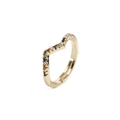 Anello a onda dorato minimalista con pietre di zirconia cubica arcobaleno in stile chevron - Aperto Regolabile / Oro/Multicolore (CR0423DX)