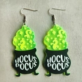Fluorescent green Hocus Pocus witch cauldron acrylic earrings for Halloween party - Witch Cauldron (Fluorescent Green)