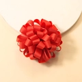 Handmade red grosgrain ribbon bow hair tie with vibrant curly texture and elastic band - Red