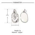 Macro detail of silver rose charm showing dimensions of 21x11mm and material specs - Silver Oval Rose Pendant-1