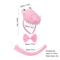 Set costume da coccodrillo rosa per bambini con cerchietto papillon e coda in peluche - Set da 3 Pezzi Dinosauro Rosa 3D (Fascia+Papillon+Coda) / Rosa