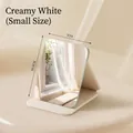 Portable cream white folding makeup mirror in small size for desktop or travel use - Thickened Lens Style / S / Cream White