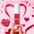 Pink and gold chunky glitter gel #ZL1524 in a clear jar for Valentine's Day body art - Heartbeat Letter #ZL1524
