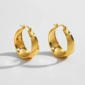 Minimalistische breite Creolen aus poliertem 18K vergoldetem Edelstahl für Damen - 25MM Goldfarbe