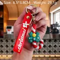 Christmas candy cane keychain with red silicone strap and 6.5x3.8cm PVC charm - Christmas Candy Cane-1