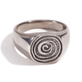 Anello con sigillo in acciaio inossidabile argento con motivo a spirale e impronta - Anello con Sigillo a Spirale Impronta (Misura 6) / Color Acciaio