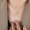 Aquarius constellation pendant necklace in 18K gold plated steel with sparkling zircons - Aquarius - Gold / 40+5cm