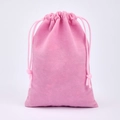Soft pink velvet jewelry pouch with elegant drawstring closure for small gift storage - 10*20CM / Pink